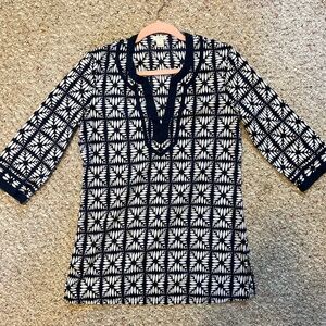 J.Crew Tunic 3/4 Sleeve Geometric size Small Navy​